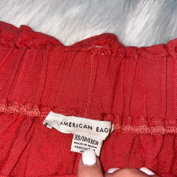 American Eagle red orange linen shorts women’s xs flowy paperbag high waisted XS - Picture 2 of 3